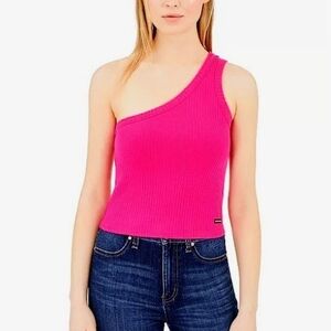 Calvin Klein One Shoulder Ribbed Tank Top